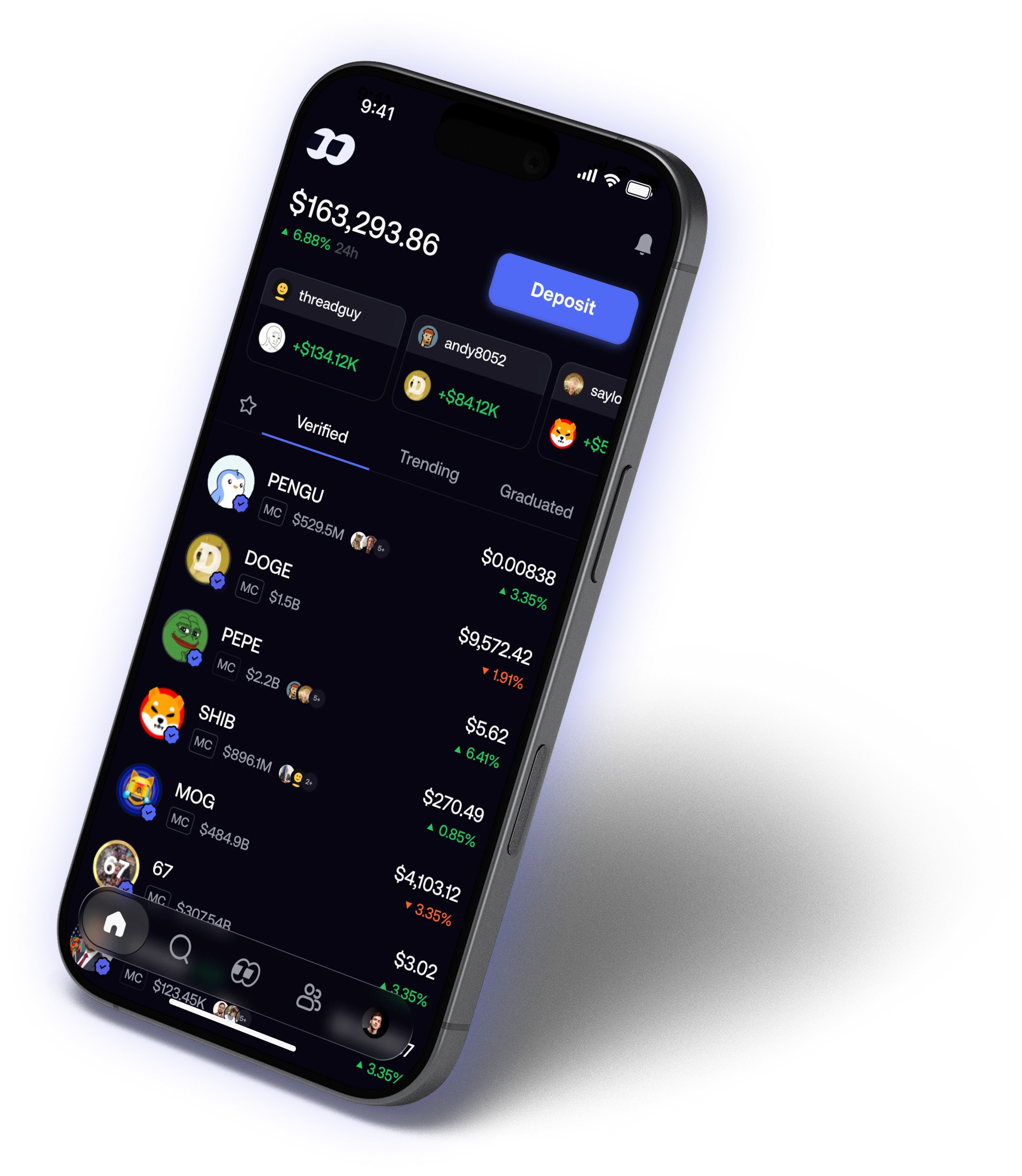 FOMO desktop and phone trading app